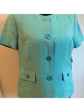 KASPER Sportswear linen blend short sleeved jacket top sporty spring summer